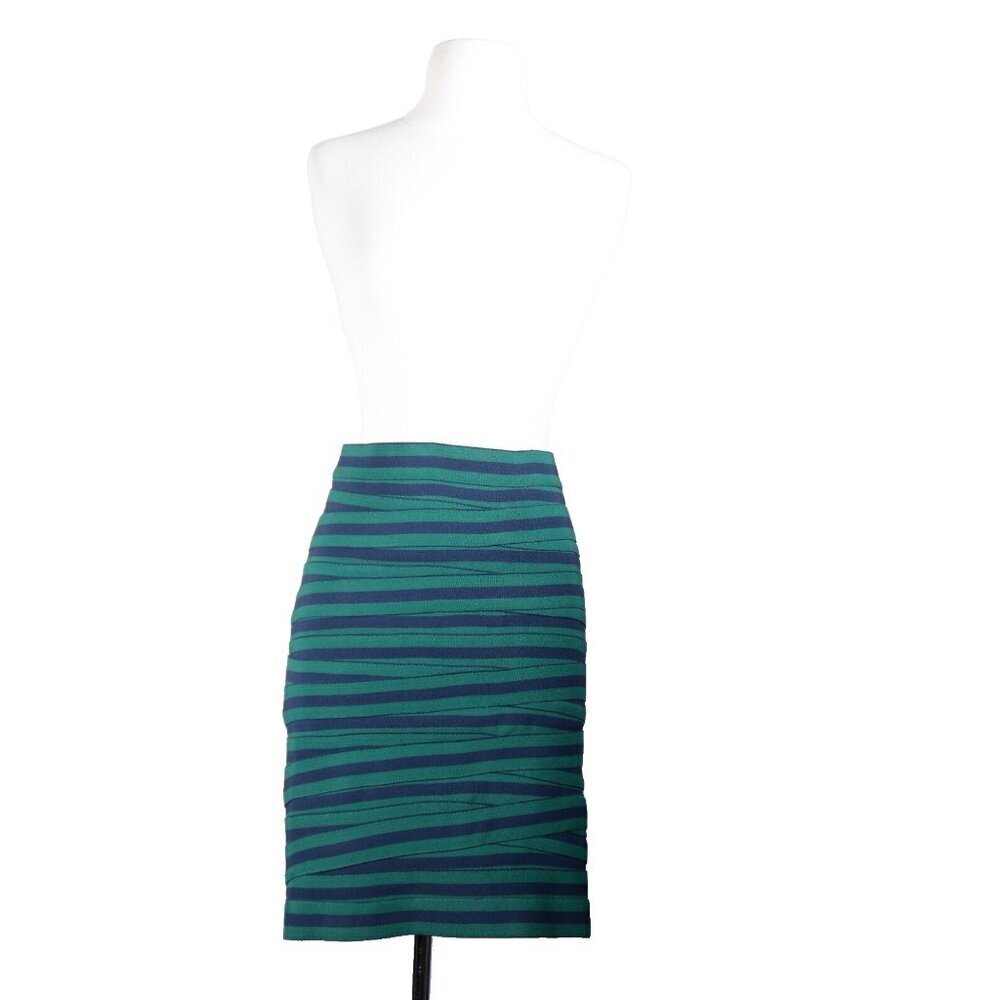 Boy. Band of Outsiders Womens US2 Blue Green Striped Draped Pencil Skirt Stretch